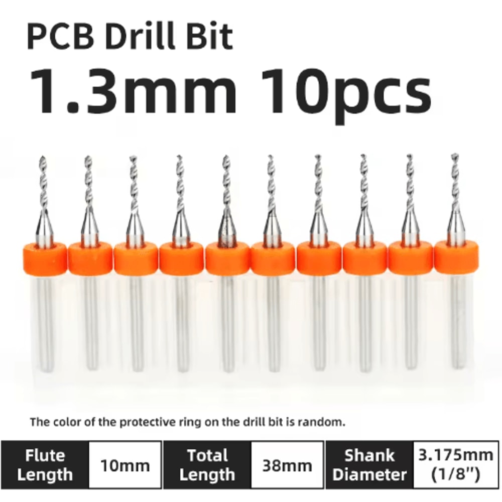 TOOLEYE Micro PCB Drill Bit Set 10pcs Precision CNC Drills 013175mm 18 Shank 18