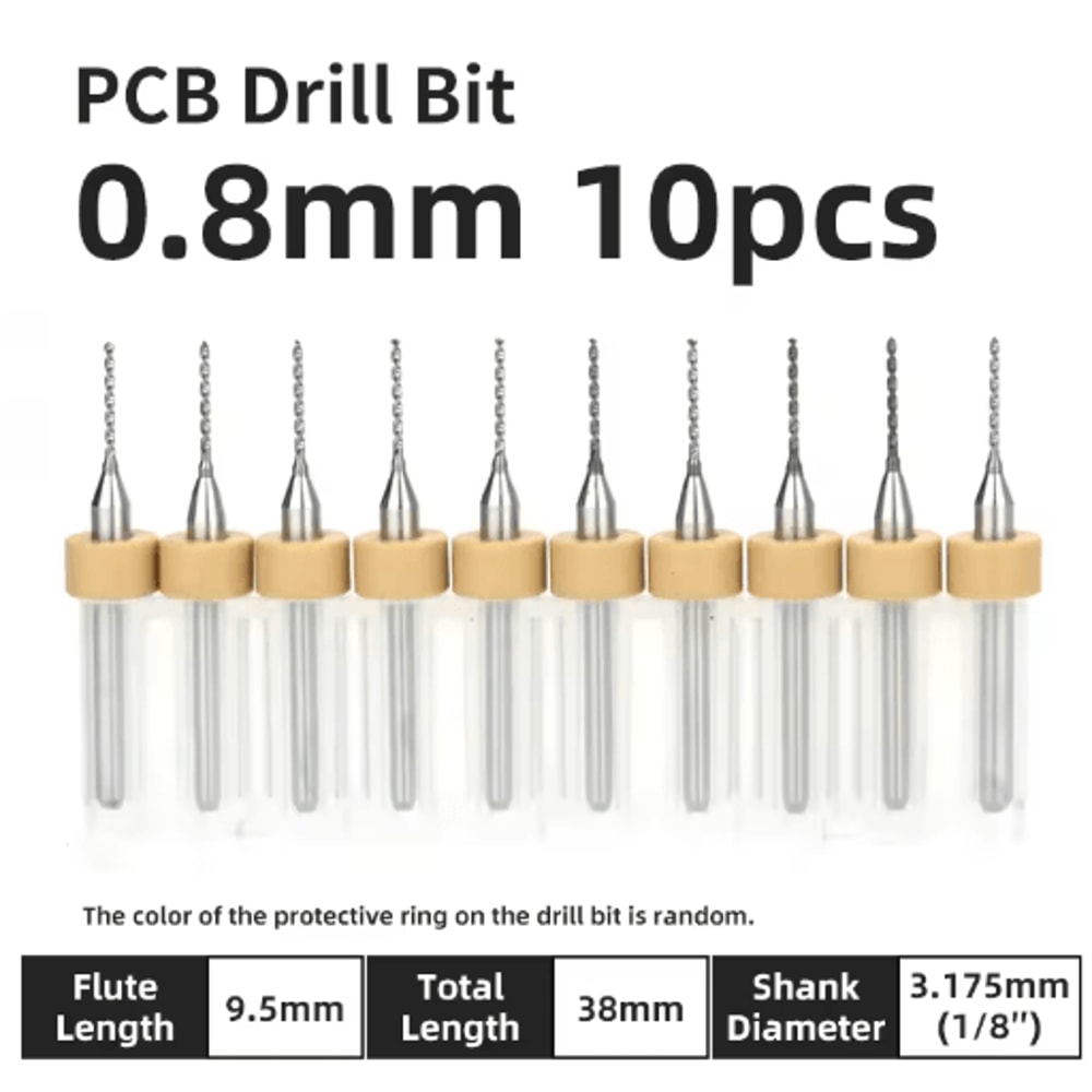 TOOLEYE Micro PCB Drill Bit Set 10pcs Precision CNC Drills 013175mm 18 Shank 23
