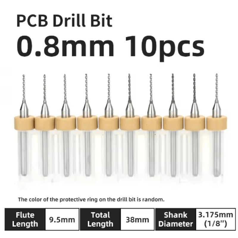TOOLEYE Micro PCB Drill Bit Set 10pcs Precision CNC Drills 013175mm 18 Shank 23
