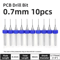 TOOLEYE Micro PCB Drill Bit Set 10pcs Precision CNC Drills 013175mm 18 Shank 24