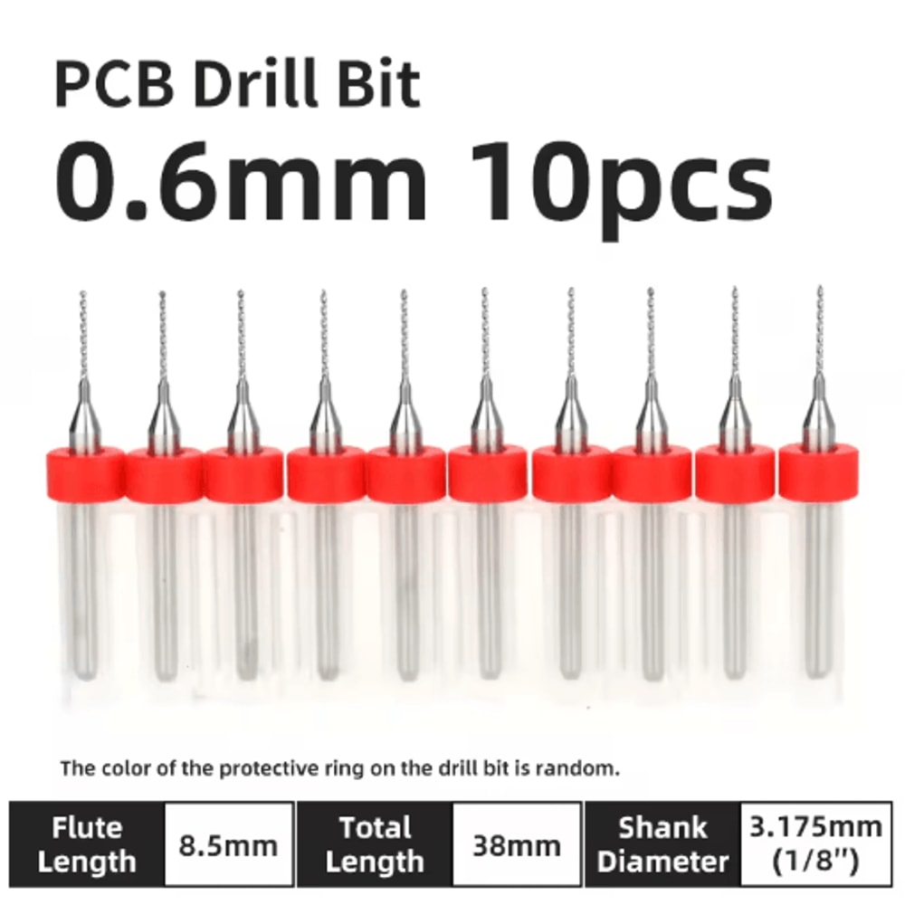 TOOLEYE Micro PCB Drill Bit Set 10pcs Precision CNC Drills 013175mm 18 Shank 25