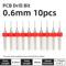 TOOLEYE Micro PCB Drill Bit Set 10pcs Precision CNC Drills 013175mm 18 Shank 25