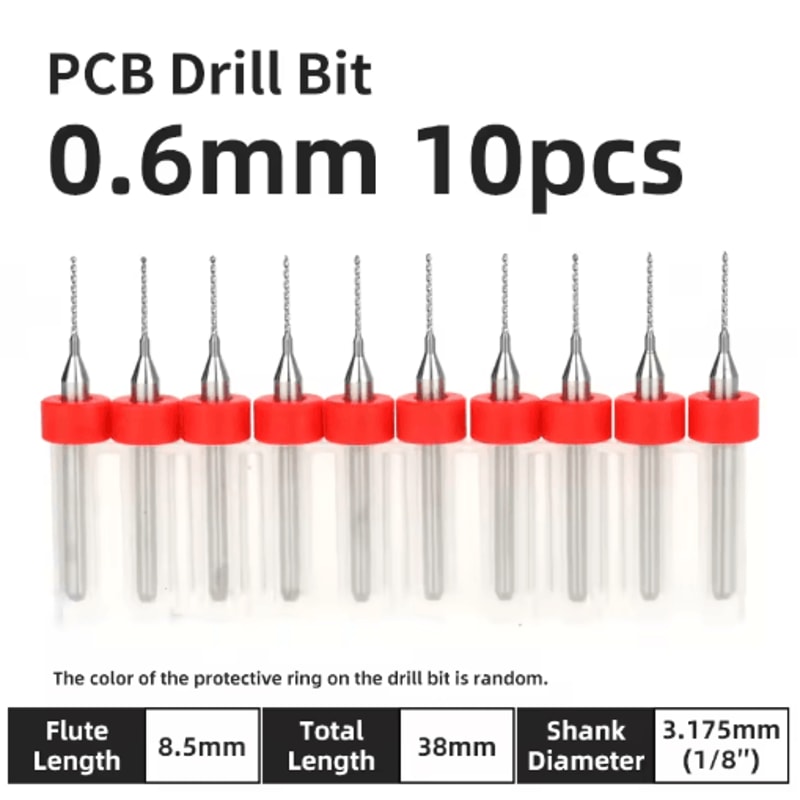 TOOLEYE Micro PCB Drill Bit Set 10pcs Precision CNC Drills 013175mm 18 Shank 25