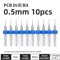 TOOLEYE Micro PCB Drill Bit Set 10pcs Precision CNC Drills 013175mm 18 Shank 26