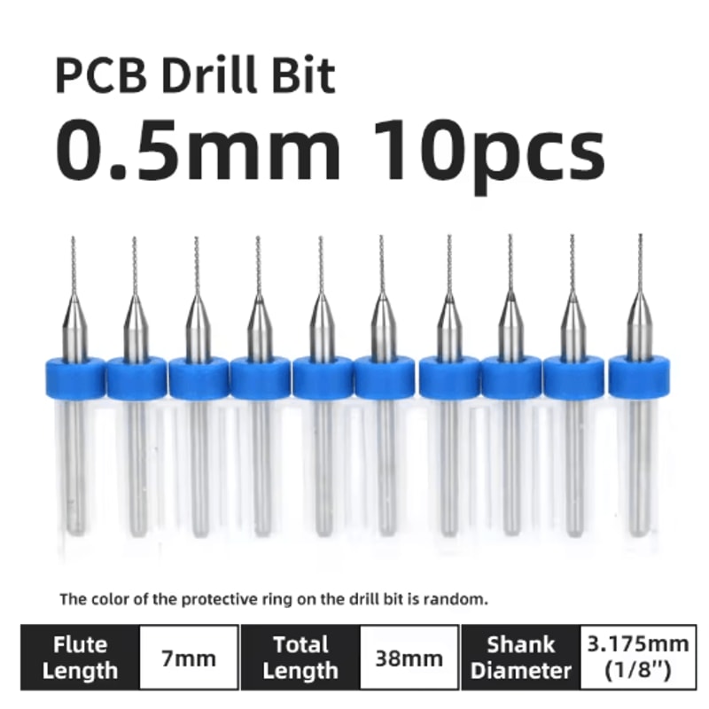 TOOLEYE Micro PCB Drill Bit Set 10pcs Precision CNC Drills 013175mm 18 Shank 26