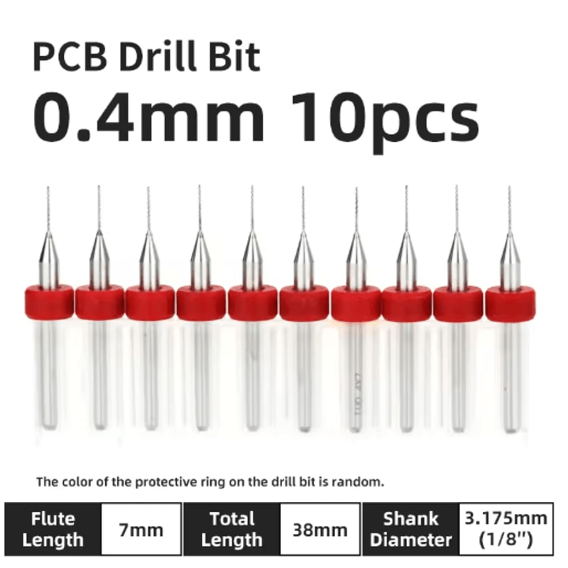 TOOLEYE Micro PCB Drill Bit Set 10pcs Precision CNC Drills 013175mm 18 Shank 27