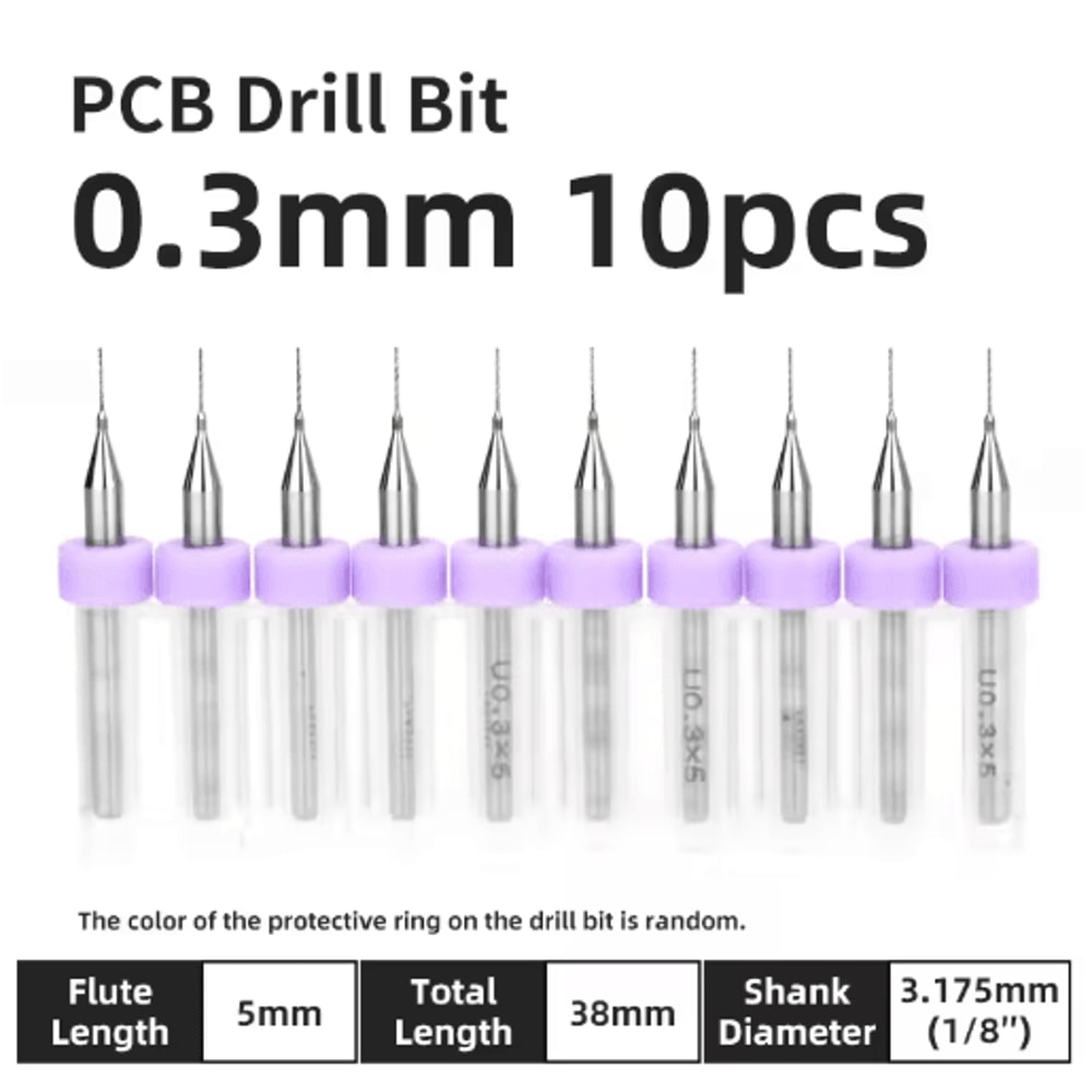 TOOLEYE Micro PCB Drill Bit Set 10pcs Precision CNC Drills 013175mm 18 Shank 28