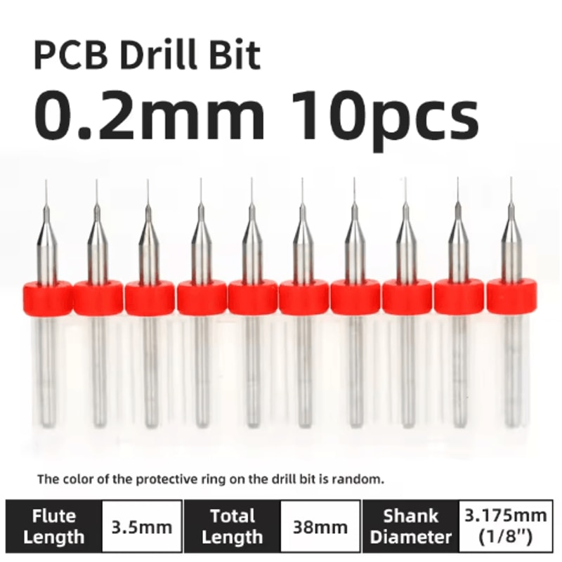 TOOLEYE Micro PCB Drill Bit Set 10pcs Precision CNC Drills 013175mm 18 Shank 29