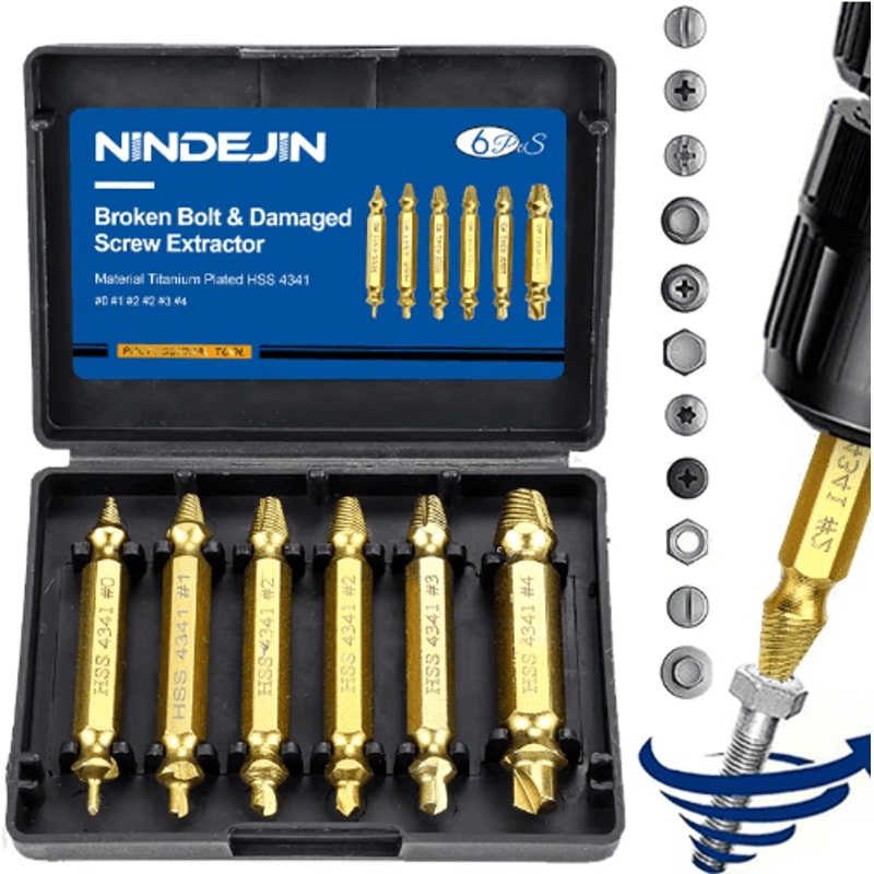 NINDEJIN Damaged Screw Bolt Extractor Drill Bit Set 456pcs 0