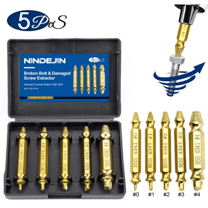 NINDEJIN Damaged Screw Bolt Extractor Drill Bit Set 456pcs 3