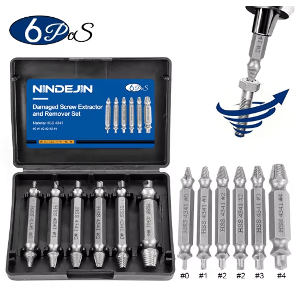 NINDEJIN Damaged Screw Bolt Extractor Drill Bit Set 456pcs 4