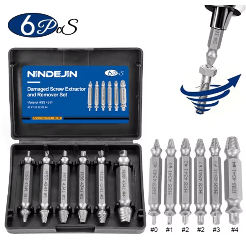 NINDEJIN Damaged Screw Bolt Extractor Drill Bit Set 456pcs 4