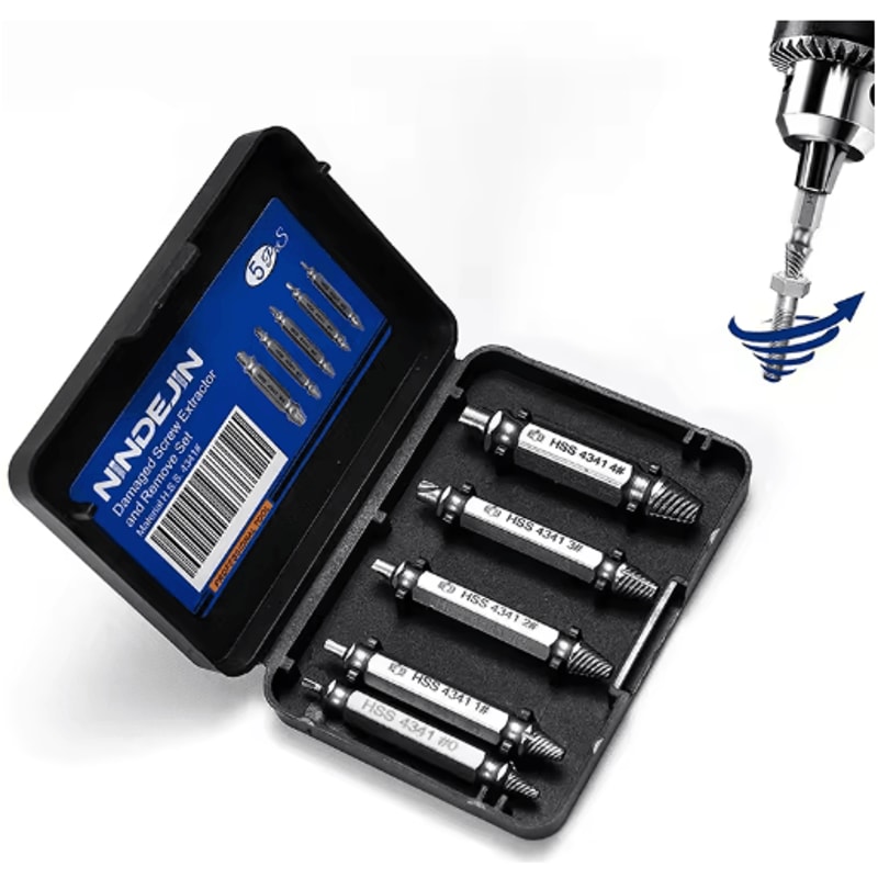 NINDEJIN Damaged Screw Bolt Extractor Drill Bit Set 456pcs 5