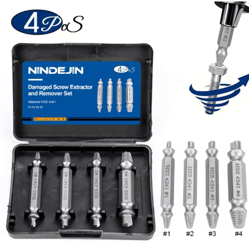 NINDEJIN Damaged Screw Bolt Extractor Drill Bit Set 456pcs 6