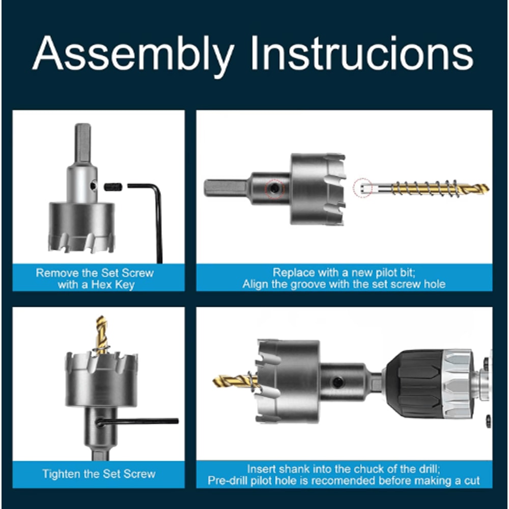 5A TCT Carbide Tip Hole Saw Cutter For Stainless Steel Metal 12150mm 1