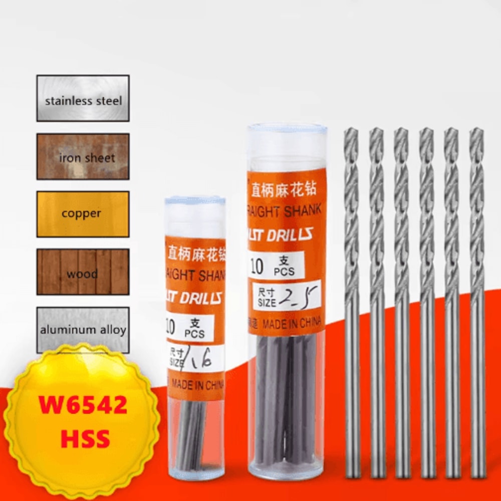 W6542 HSS Mini Straight Shank Drill Bit Set Precision Drilling 0252mm 10pcs 4