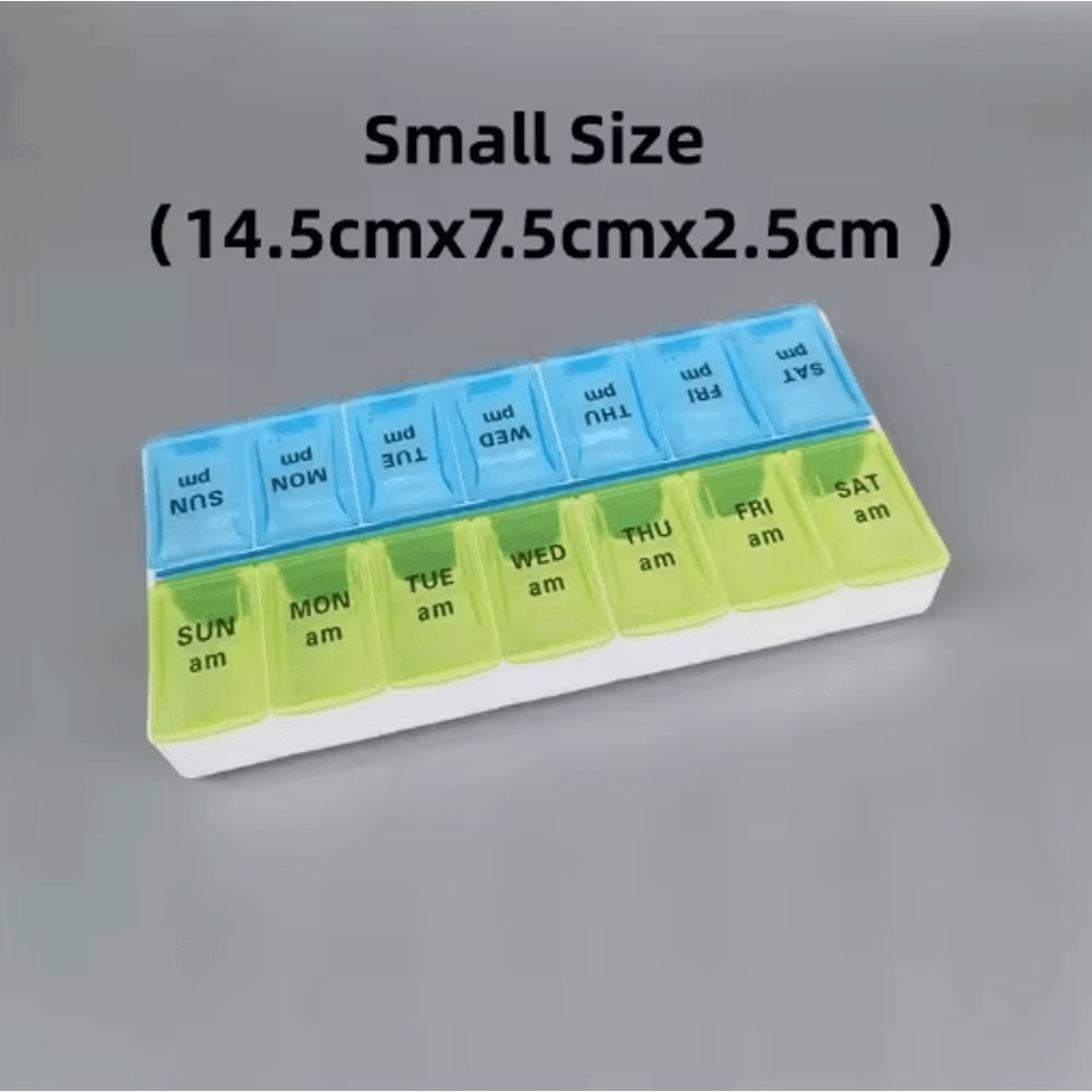 Weekly Portable Pill Organizer 7Day Travel Medicine Case With 14 Compartments 0