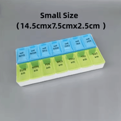 weekly portable pill organizer – 7-day travel medicine case with 14 compartments