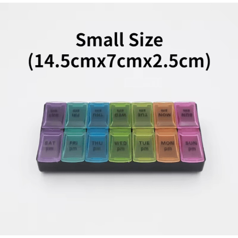 Weekly Portable Pill Organizer 7Day Travel Medicine Case With 14 Compartments 11