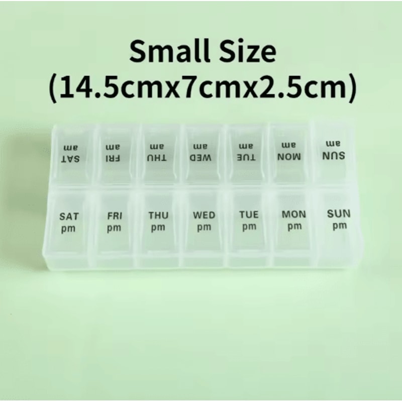 Weekly Portable Pill Organizer 7Day Travel Medicine Case With 14 Compartments 13