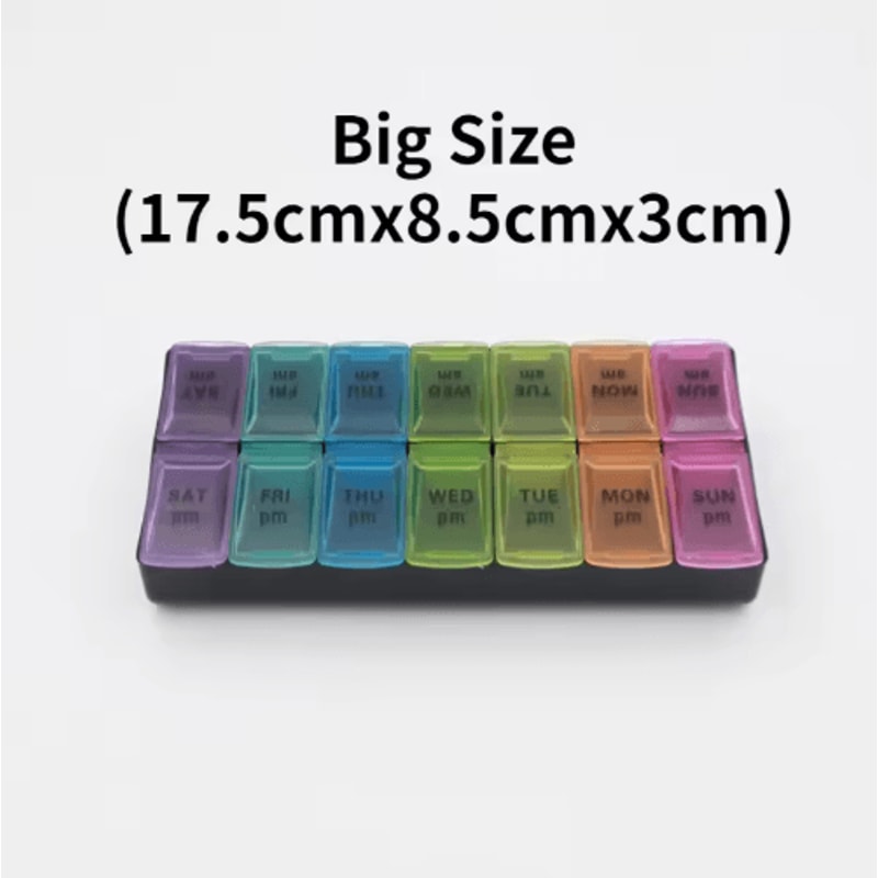 Weekly Portable Pill Organizer 7Day Travel Medicine Case With 14 Compartments 17