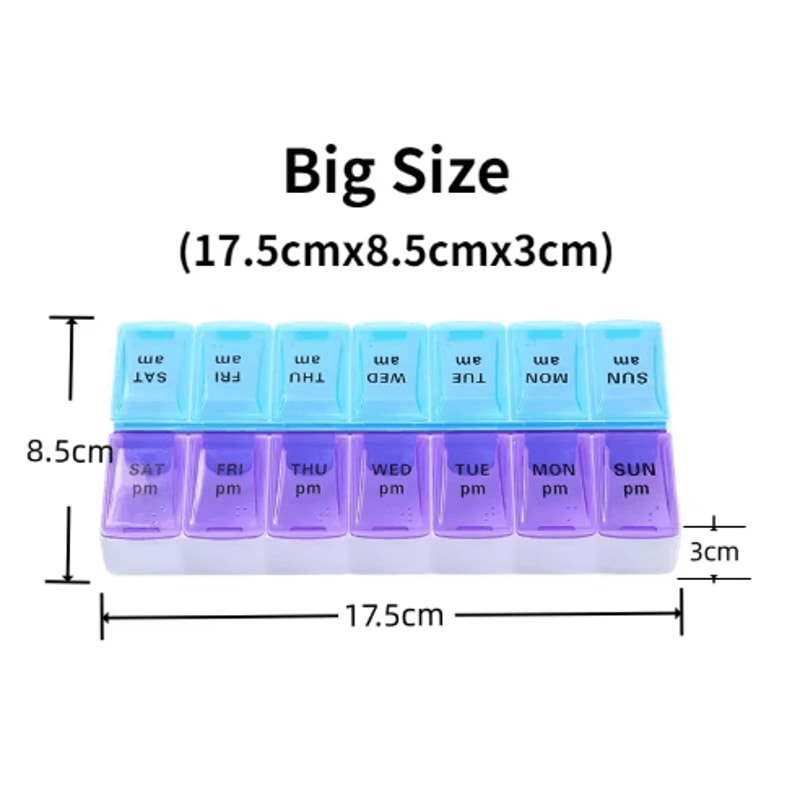 Weekly Portable Pill Organizer 7Day Travel Medicine Case With 14 Compartments 18