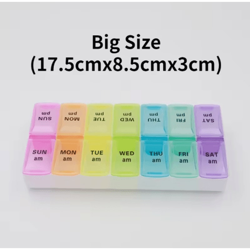 Weekly Portable Pill Organizer 7Day Travel Medicine Case With 14 Compartments 4
