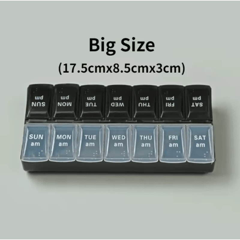 Weekly Portable Pill Organizer 7Day Travel Medicine Case With 14 Compartments 7