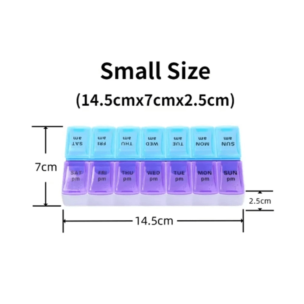 Weekly Portable Pill Organizer 7Day Travel Medicine Case With 14 Compartments 19