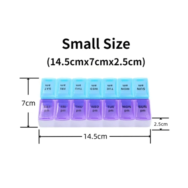 Weekly Portable Pill Organizer 7Day Travel Medicine Case With 14 Compartments 19