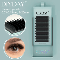 diyday long-length classic individual lash extensions – matte black faux mink