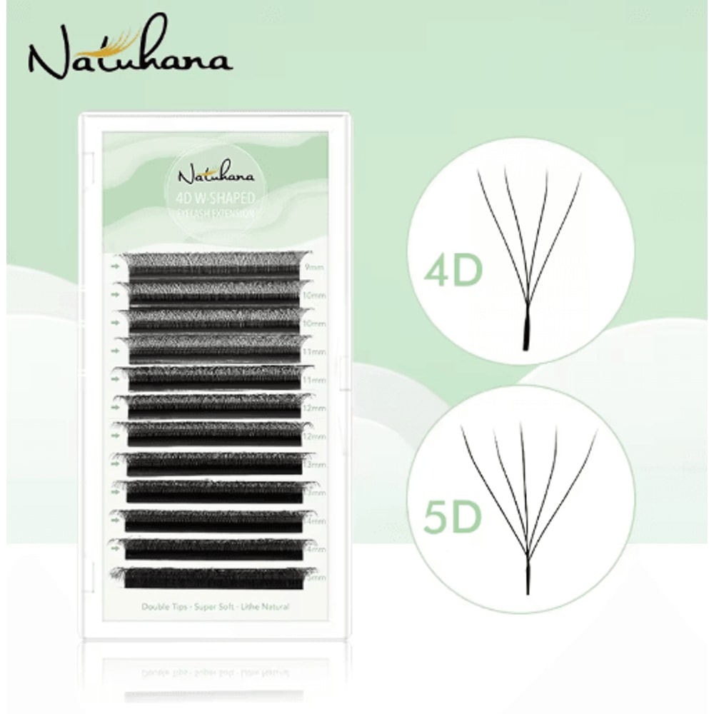 NATUHANA WShaped 4D5D Premade Volume Lash Extensions Soft Natural Faux Mink 0