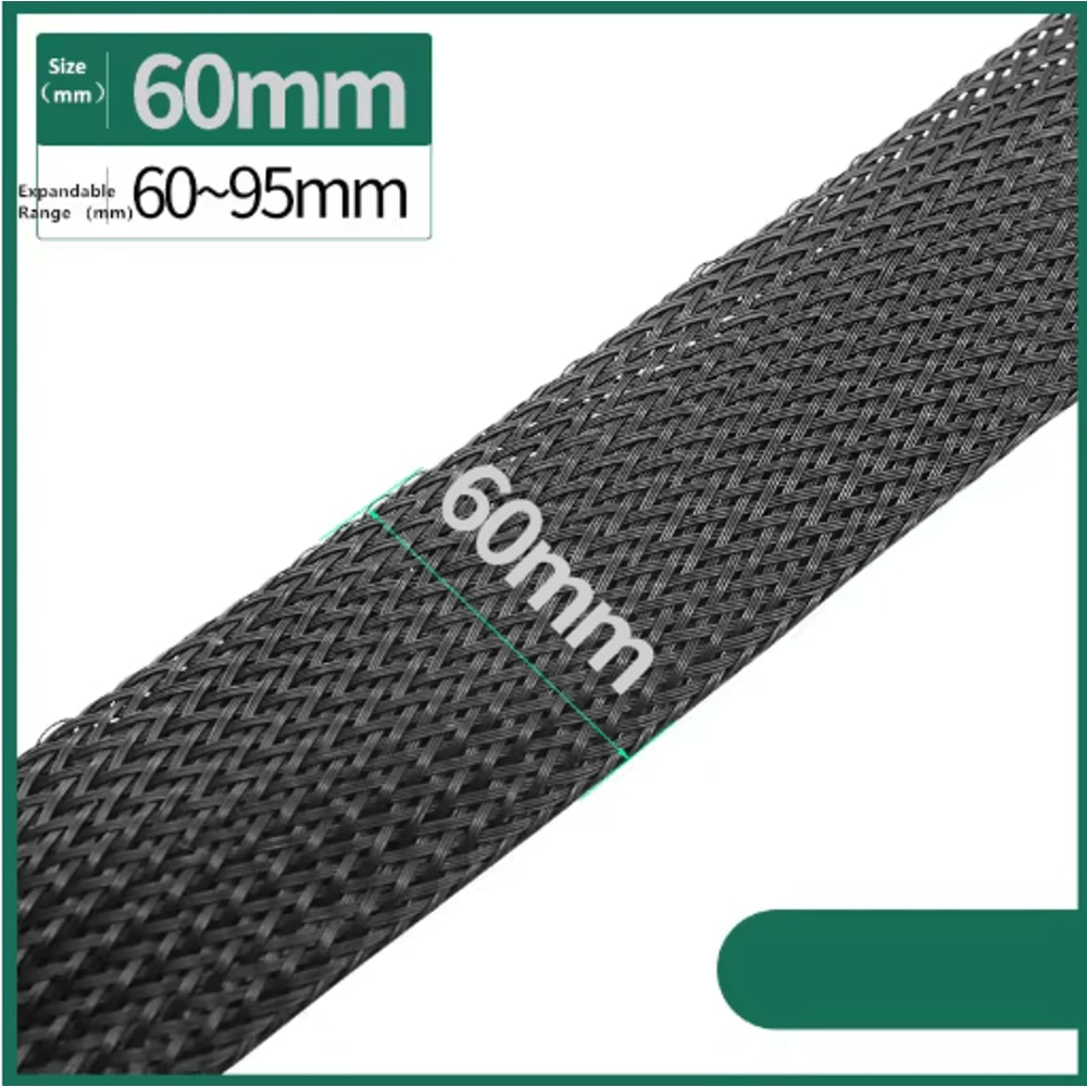 Black PET Braided Cable Sleeving Expandable Wire Protection Sleeve 4 To 25mm 1 Yo 50m 1