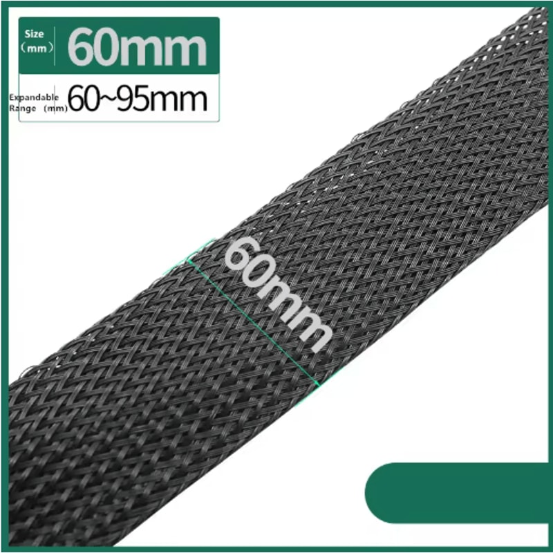 Black PET Braided Cable Sleeving Expandable Wire Protection Sleeve 4 To 25mm 1 Yo 50m 1