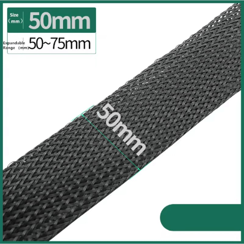 Black PET Braided Cable Sleeving Expandable Wire Protection Sleeve 4 To 25mm 1 Yo 50m 2