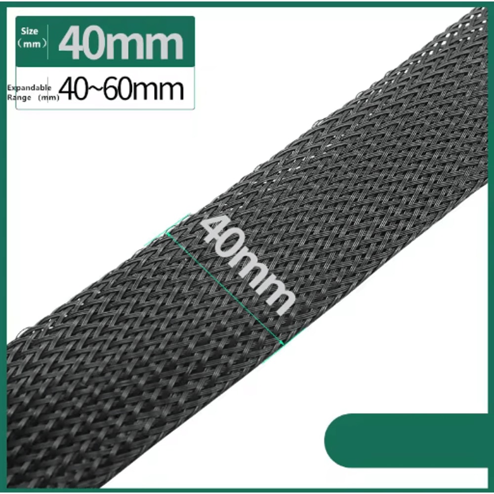 Black PET Braided Cable Sleeving Expandable Wire Protection Sleeve 4 To 25mm 1 Yo 50m 3