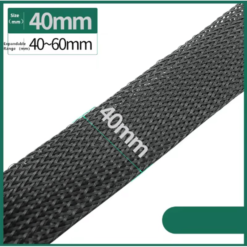 Black PET Braided Cable Sleeving Expandable Wire Protection Sleeve 4 To 25mm 1 Yo 50m 3