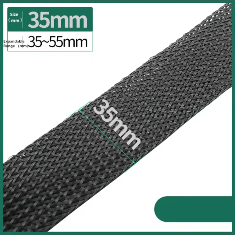 Black PET Braided Cable Sleeving Expandable Wire Protection Sleeve 4 To 25mm 1 Yo 50m 4