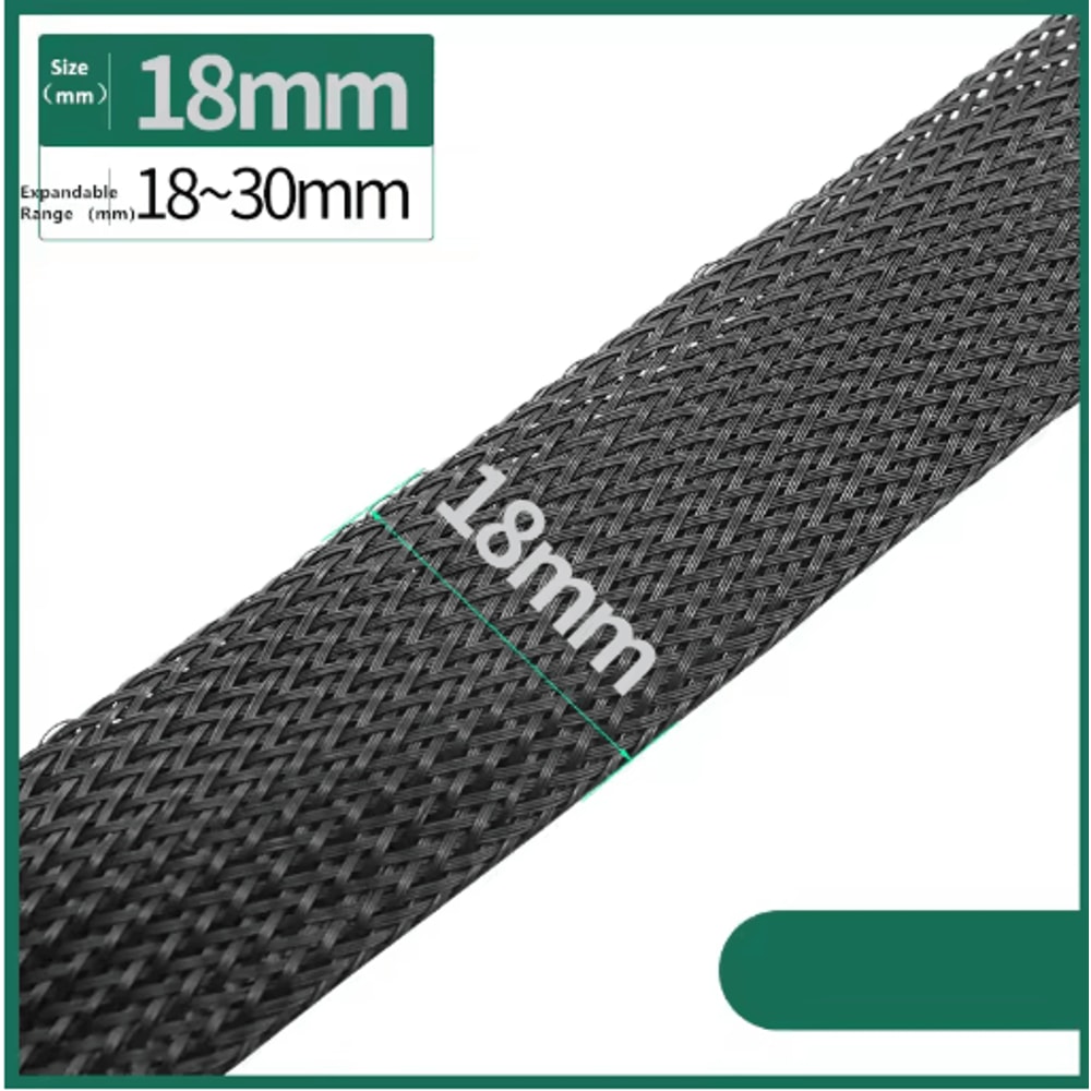 Black PET Braided Cable Sleeving Expandable Wire Protection Sleeve 4 To 25mm 1 Yo 50m 8