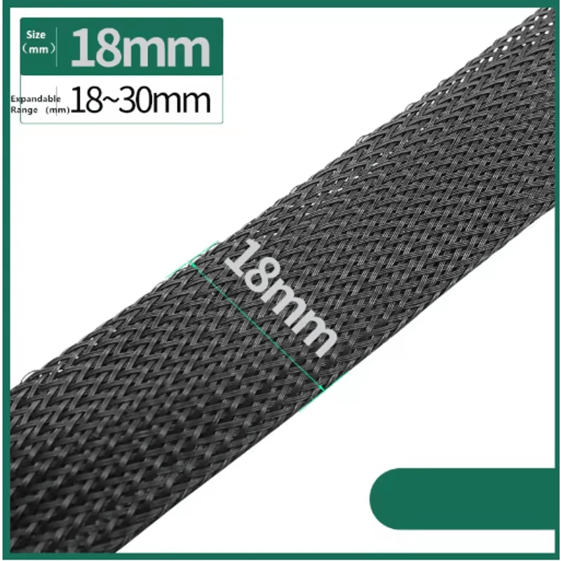 Black PET Braided Cable Sleeving Expandable Wire Protection Sleeve 4 To 25mm 1 Yo 50m 8