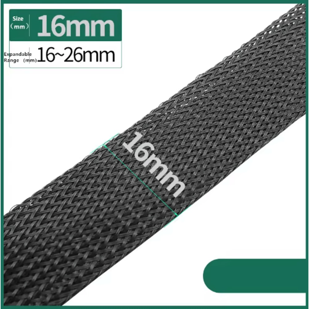 Black PET Braided Cable Sleeving Expandable Wire Protection Sleeve 4 To 25mm 1 Yo 50m 9