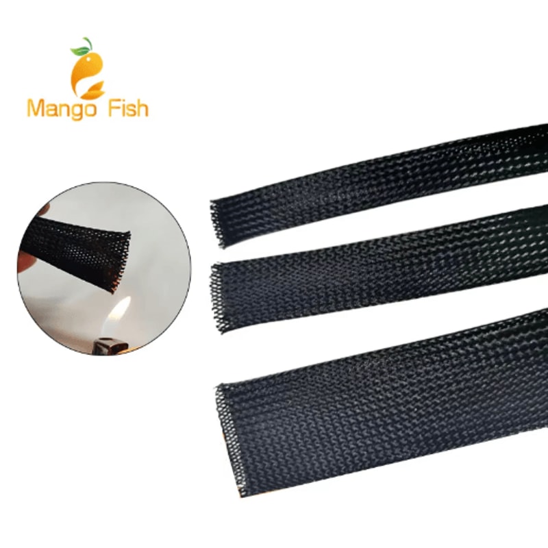 Black PET Braided Cable Sleeving Expandable Wire Protection Sleeve 4 To 25mm 1 Yo 50m 20