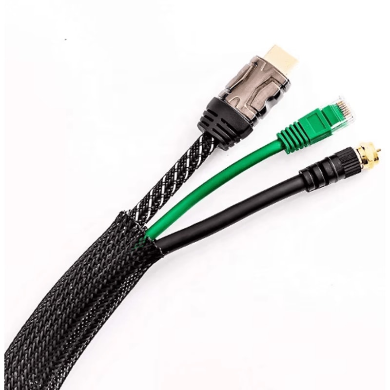 Black PET Braided Cable Sleeving Expandable Wire Protection Sleeve 4 To 25mm 1 Yo 50m 17