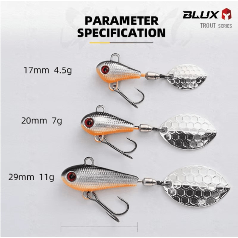 BLUX Spintail Metal Fishing Lure Mag Tail Spinner Shad Vib Jig 45g 7g 11g 0
