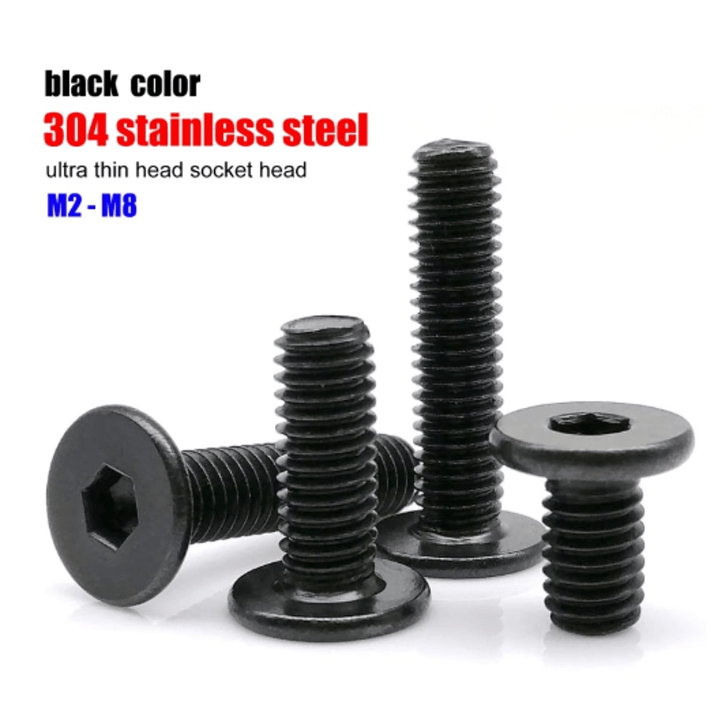 Ultra Thin Stainless Steel Hex Socket Screws Black 304 Wafer Head Bolts M2 M8 0