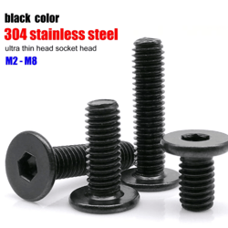 ultra thin stainless steel hex socket screws black 304 wafer head bolts m2 m8