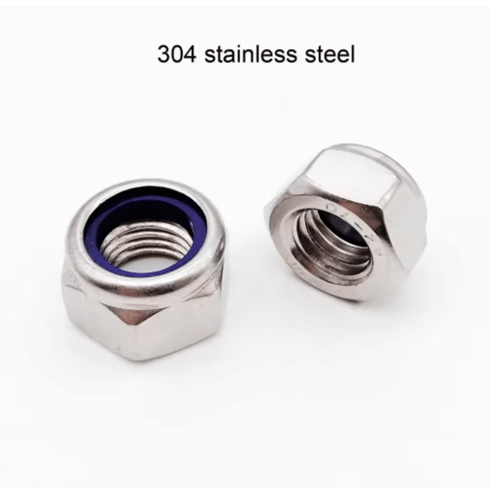 304 Stainless Steel Lock Nuts Black Hex Nylon Insert Lock Nuts M2M16 1