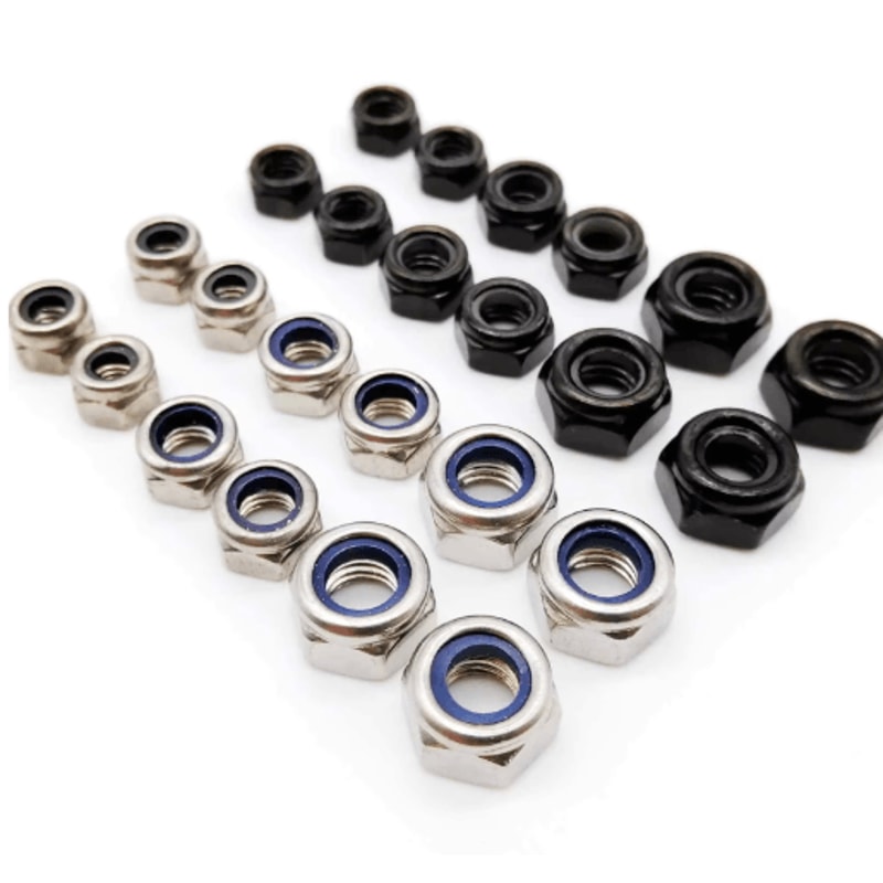 304 Stainless Steel Lock Nuts Black Hex Nylon Insert Lock Nuts M2M16 0