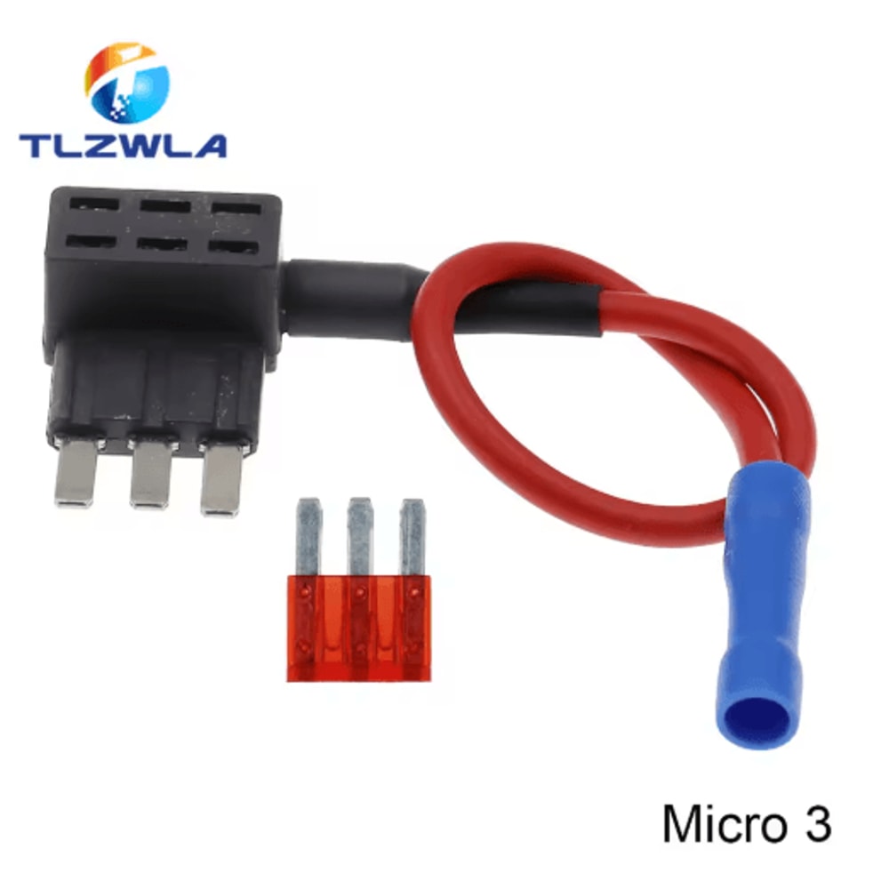 12V AddACircuit Fuse Tap Adapter Car Fuse Holder With 10A Blade Fuse Mini Micro Standard 7