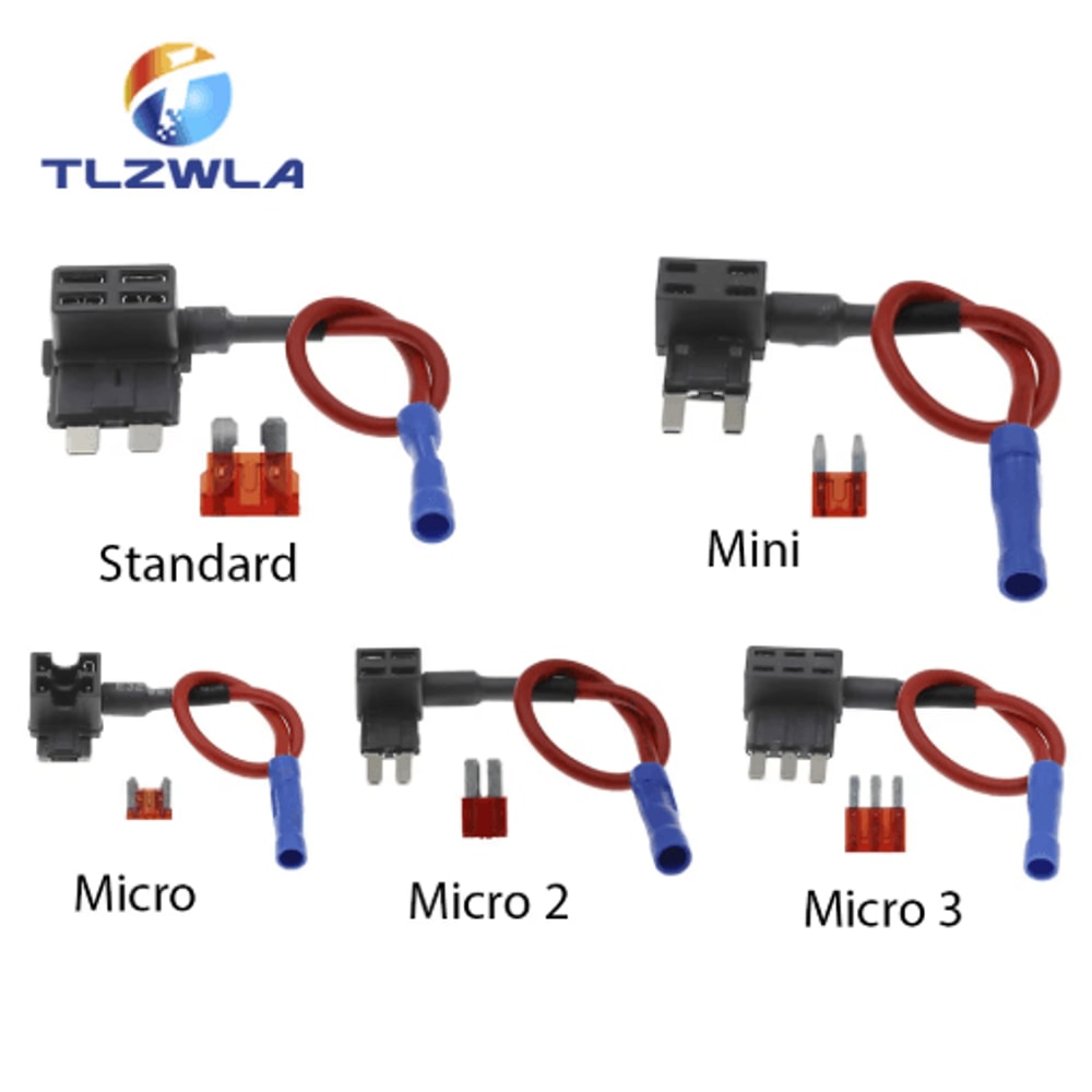 12V AddACircuit Fuse Tap Adapter Car Fuse Holder With 10A Blade Fuse Mini Micro Standard 13